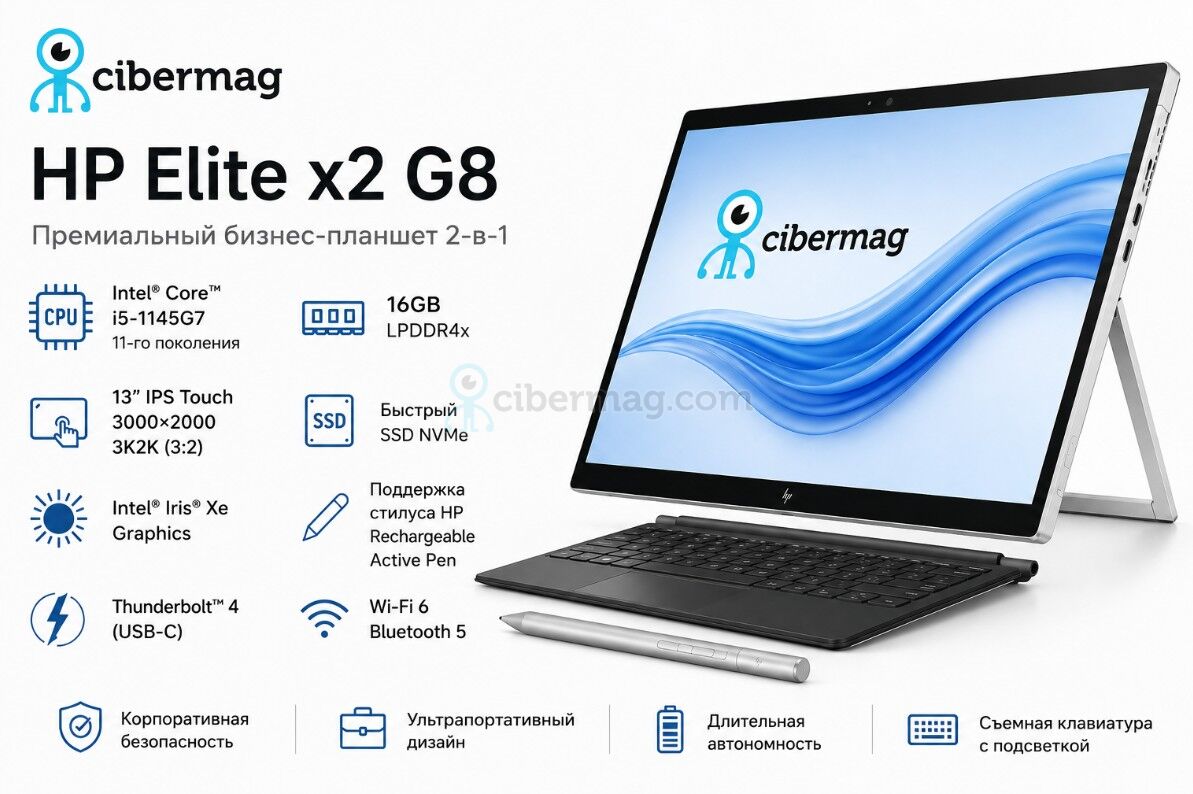 HP Elite x2 G8 Intel Core i5-1145G7 — премиальный бизнес-планшет 2