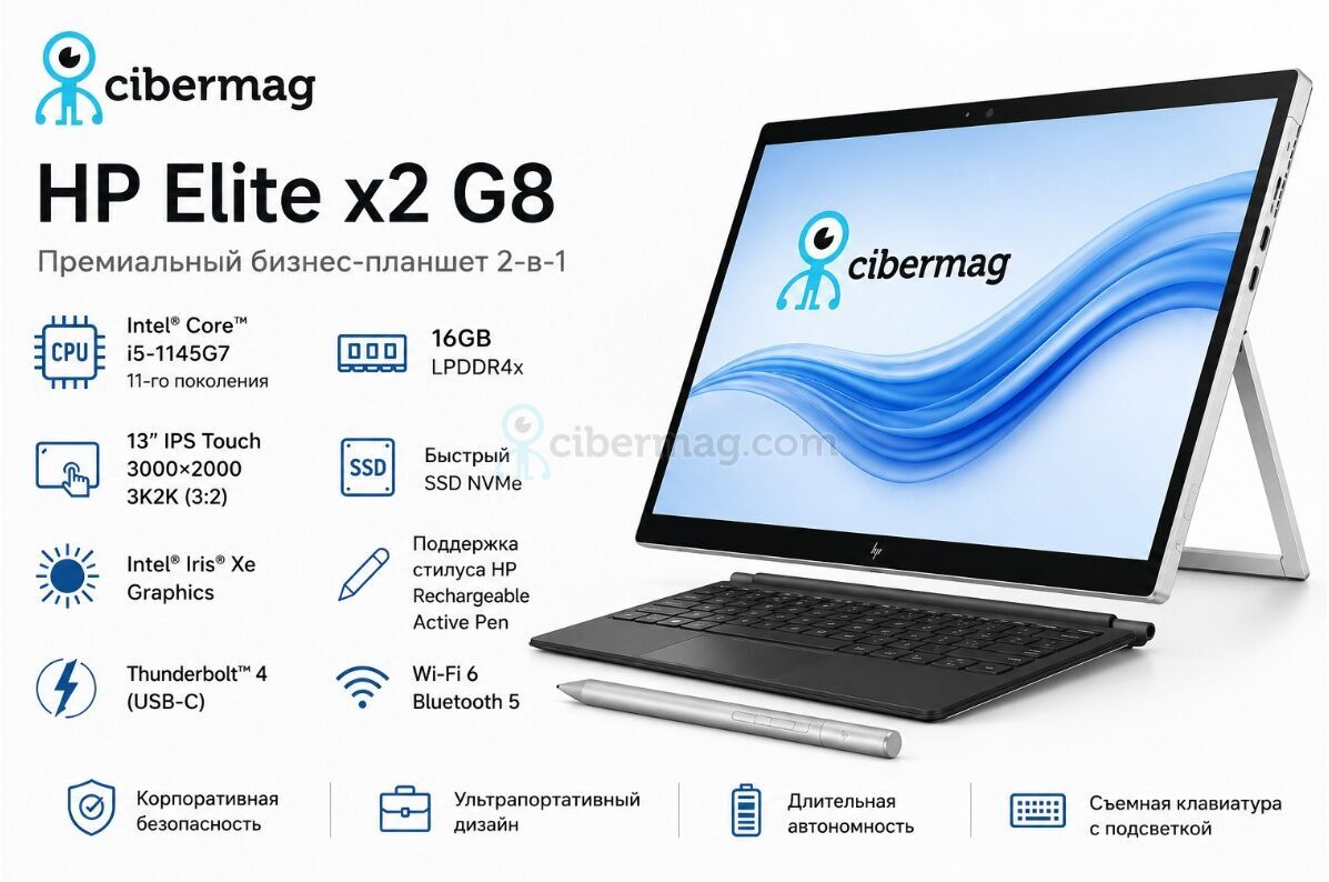HP Elite x2 G8 Intel Core i5-1145G7 — премиальный бизнес-планшет 2