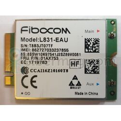 4G LTE Fibocom L831-EAU Wireless s/n T8B3JT07TF Fru: 01AX753 WAN Lenovo