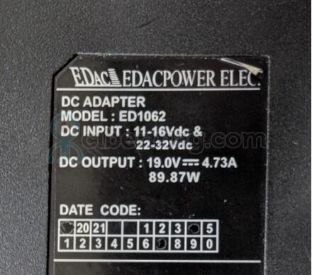 Автомобільний зарядний пристрій GETAC Asus Fujitsu  Input 11-16V 22-32V dc  OUTPUT  19Vdc  4.73A