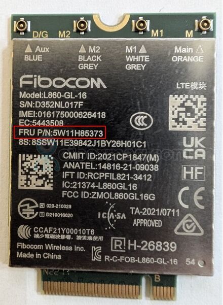 Мережева карта для Lenovo ThinkPad T14 P14s Gen 3 5G module 5W11H85373